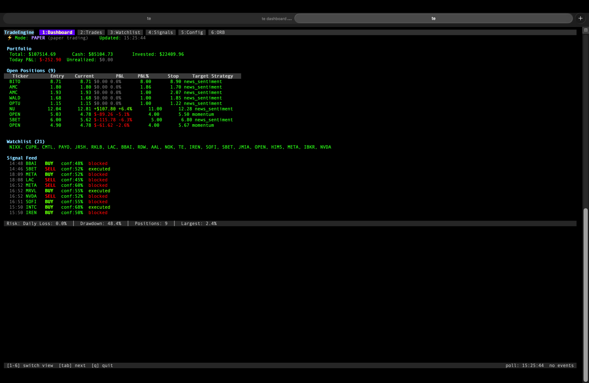 Trade Engine — project screenshot